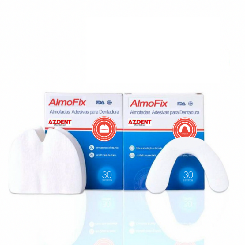 AlmoFix® Original para Prótese 2 CAIXA SUPERIOR + 2 CAIXA INFERIOR (60 adesivo sup + 60 inf) - AZDENT