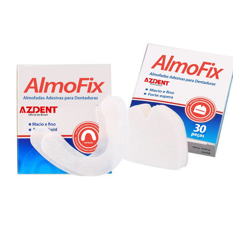 AlmoFix® Original para Prótese 2 CAIXA SUPERIOR + 2 CAIXA INFERIOR (60 adesivo sup + 60 inf) - AZDENT